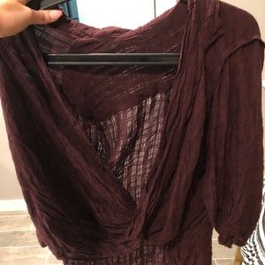 Cross front burgundy top